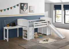Millie White Twin Workstation Loft Bed - furniture place usa