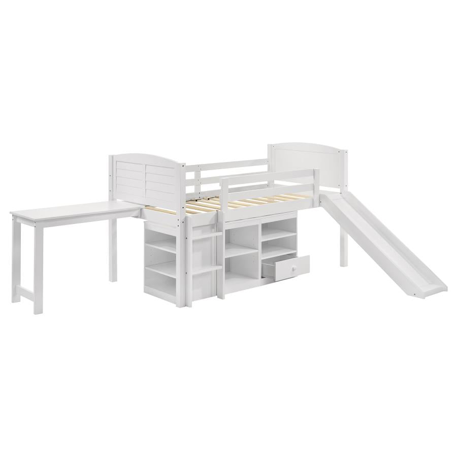 Millie White Twin Workstation Loft Bed - furniture place usa