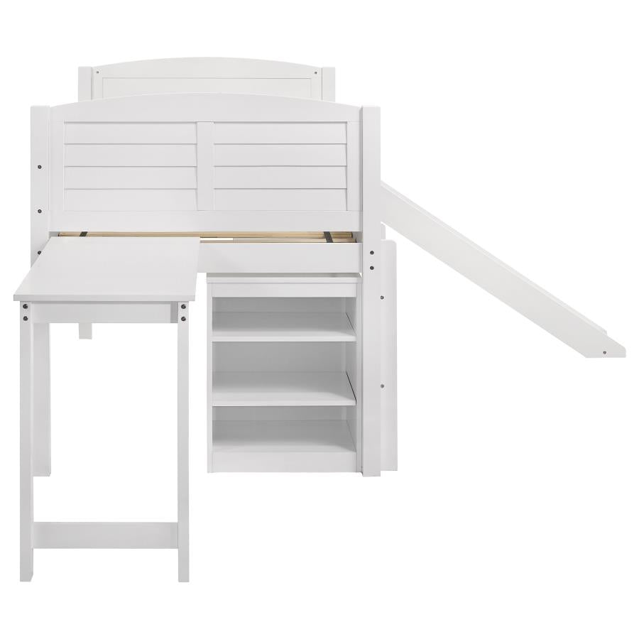 Millie White Twin Workstation Loft Bed - furniture place usa