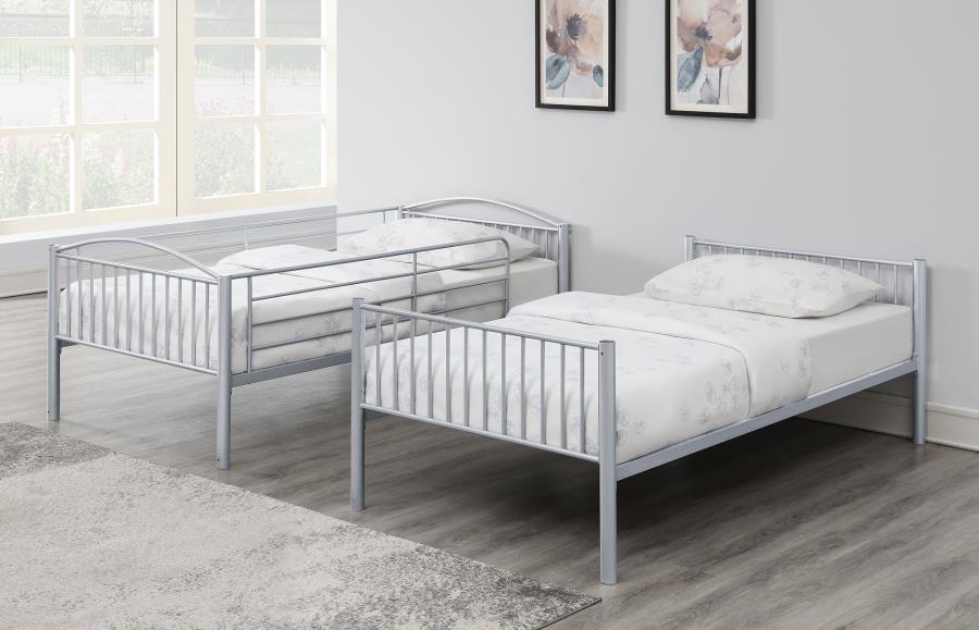 Anson Silver Twin / Twin Bunk Bed - furniture place usa