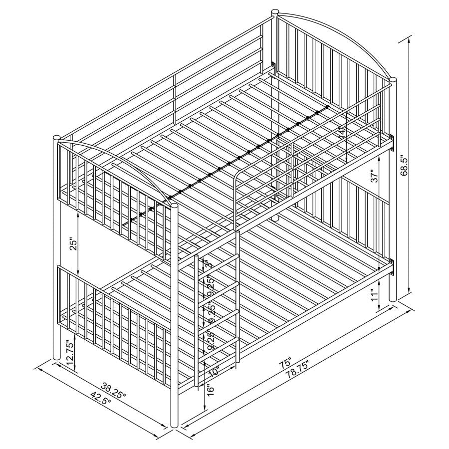 Anson Silver Twin / Twin Bunk Bed - furniture place usa