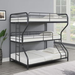 Garner Grey Full / Twin / Full Triple Bunk Bed - furniture place usa