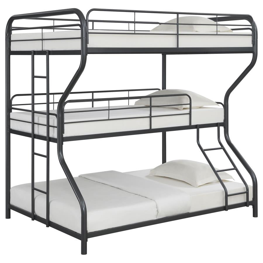 Garner Grey Full / Twin / Full Triple Bunk Bed - furniture place usa