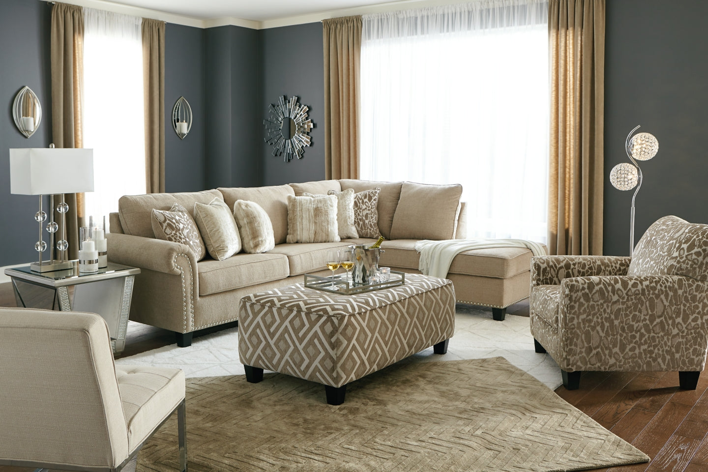 Dovemont 2-Piece Sectional with Chair and Ottoman - PKG008199 - furniture place usa