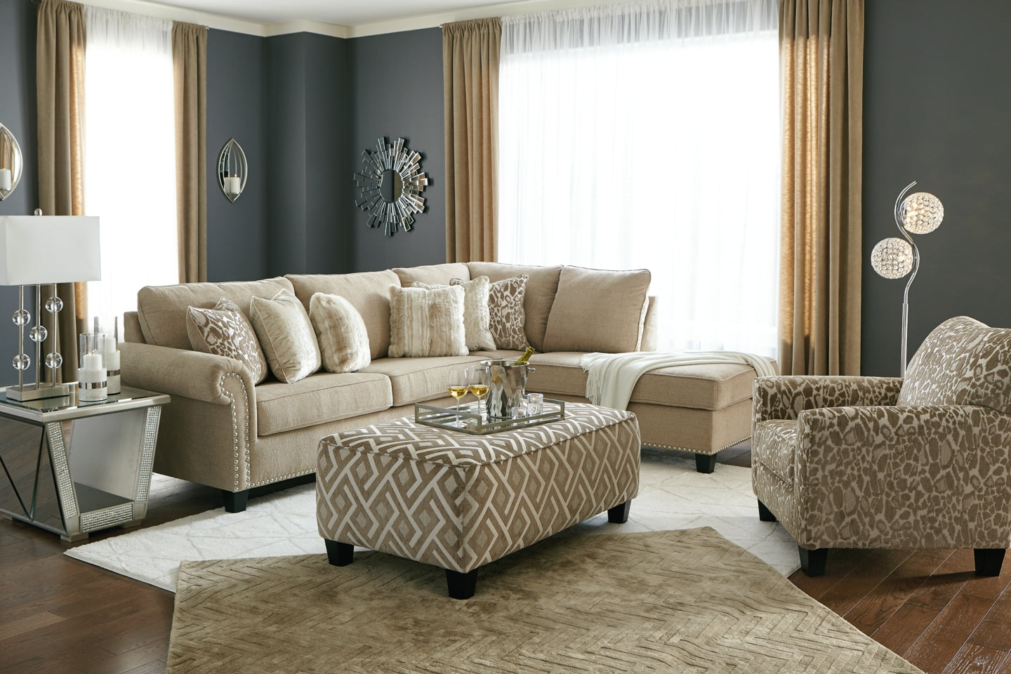 Dovemont 2-Piece Sectional with Chair and Ottoman - PKG008200 - furniture place usa