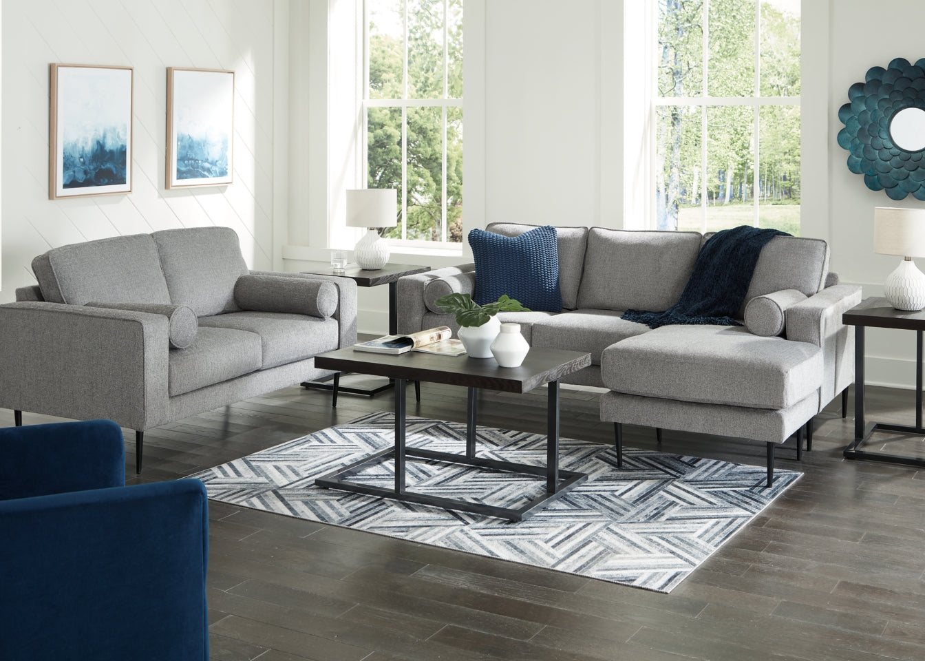 Hazela Sofa Chaise and Loveseat - furniture place usa