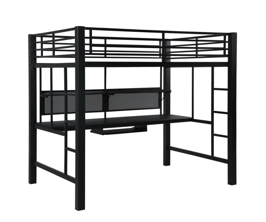 Avalon Black Full Workstation Loft Bed - furniture place usa