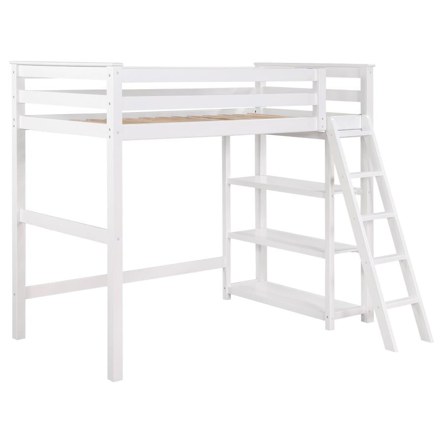 Anica White Twin Loft Bed - furniture place usa