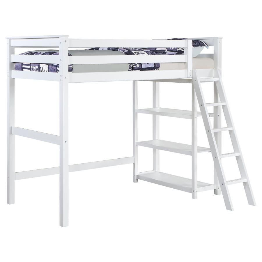 Anica White Twin Loft Bed - furniture place usa
