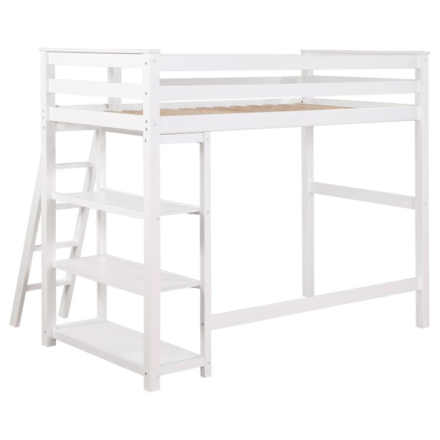 Anica White Twin Loft Bed - furniture place usa