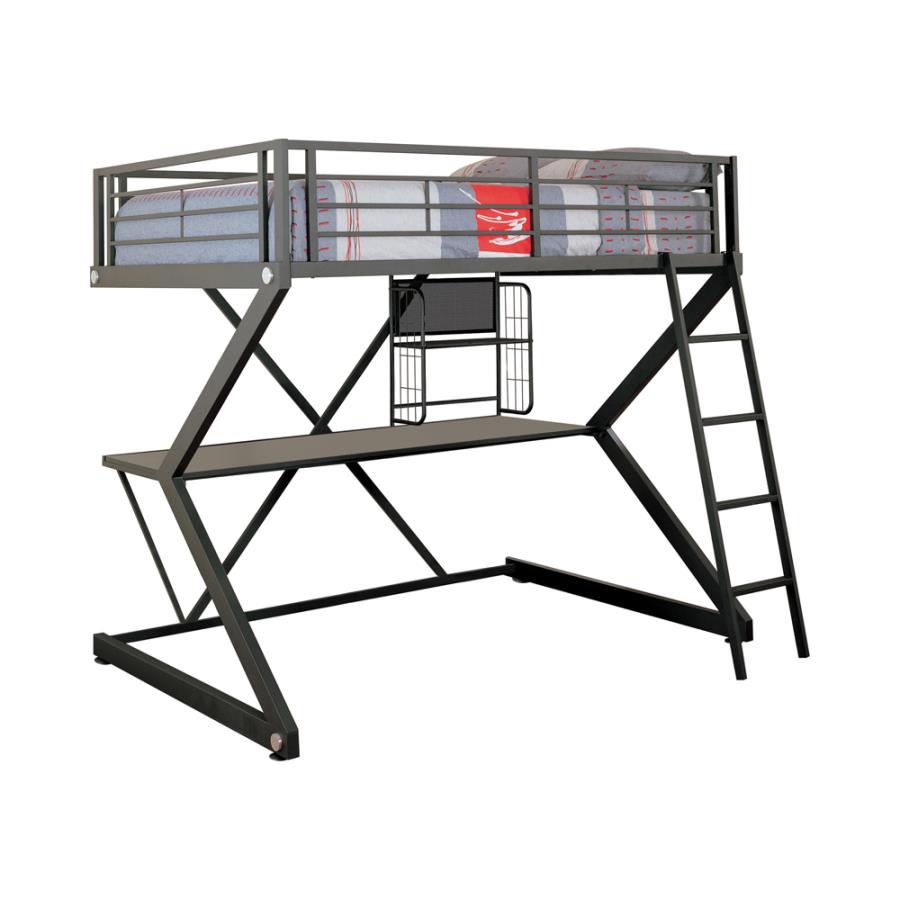 Parkview Black Full Workstation Loft Bed - furniture place usa
