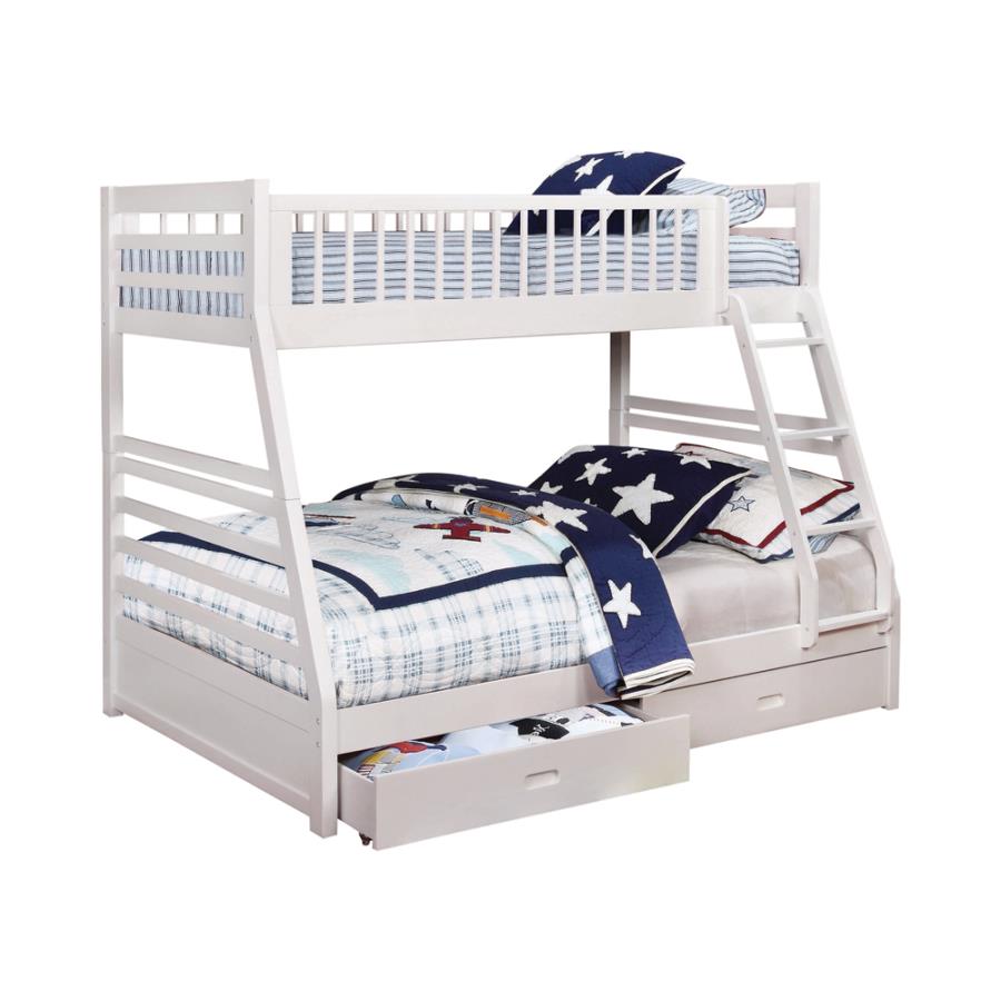 Ashton White Twin / Full Bunk Bed - furniture place usa