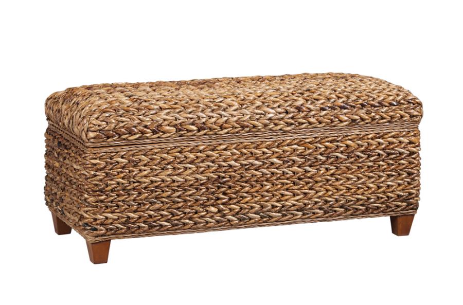Laughton Brown Storage Bench - furniture place usa