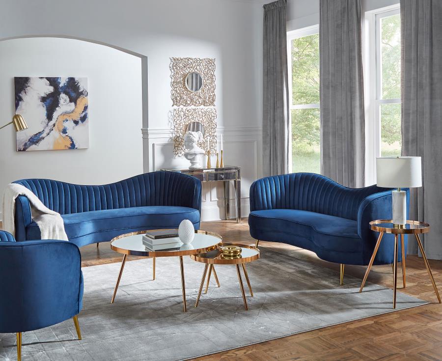 Sophia Blue 3 Pc Sofa Set - furniture place usa