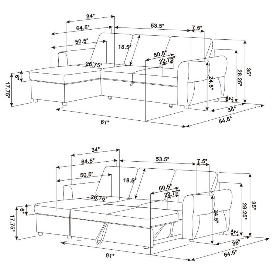 Samantha Grey Sleeper Sectional - furniture place usa