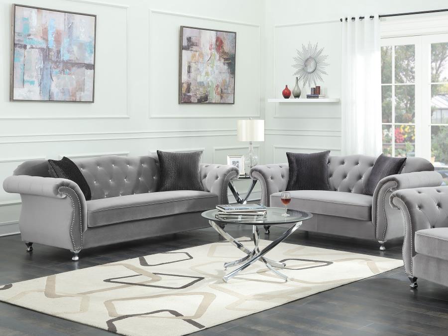 Frostine Silver 2 Pc Sofa Set - furniture place usa