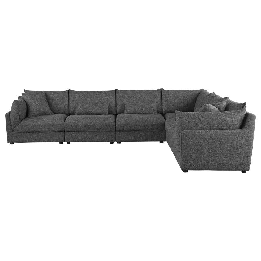 Sasha Black 6 Pc Sectional - furniture place usa