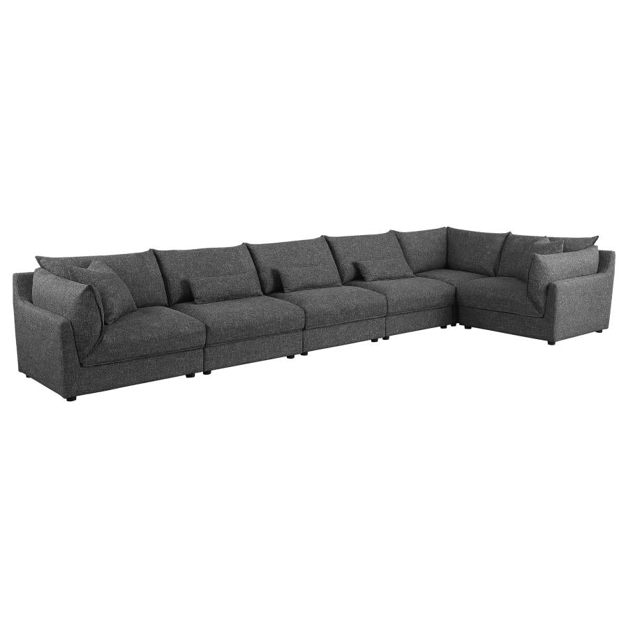 Sasha Black 6 Pc Sectional - furniture place usa
