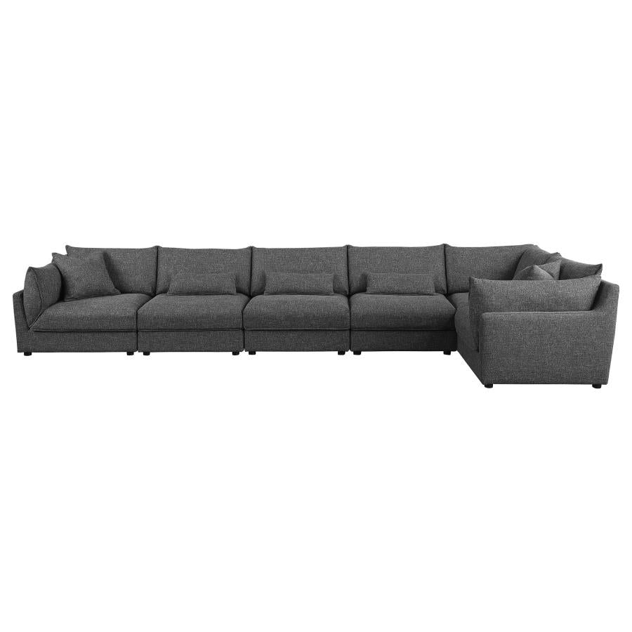 Sasha Black 6 Pc Sectional - furniture place usa
