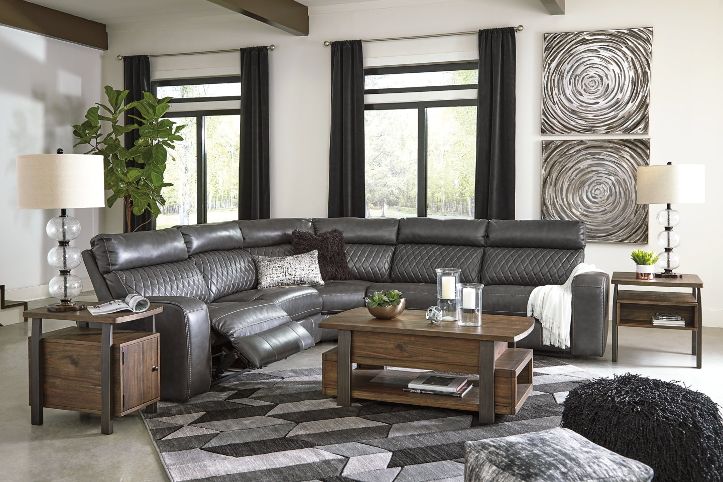 Samperstone 5-Piece Power Reclining Sectional - furniture place usa