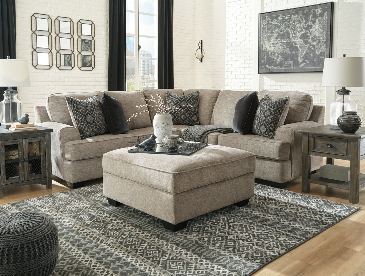 Bovarian 2-Piece Sectional with Ottoman - PKG001479 - furniture place usa