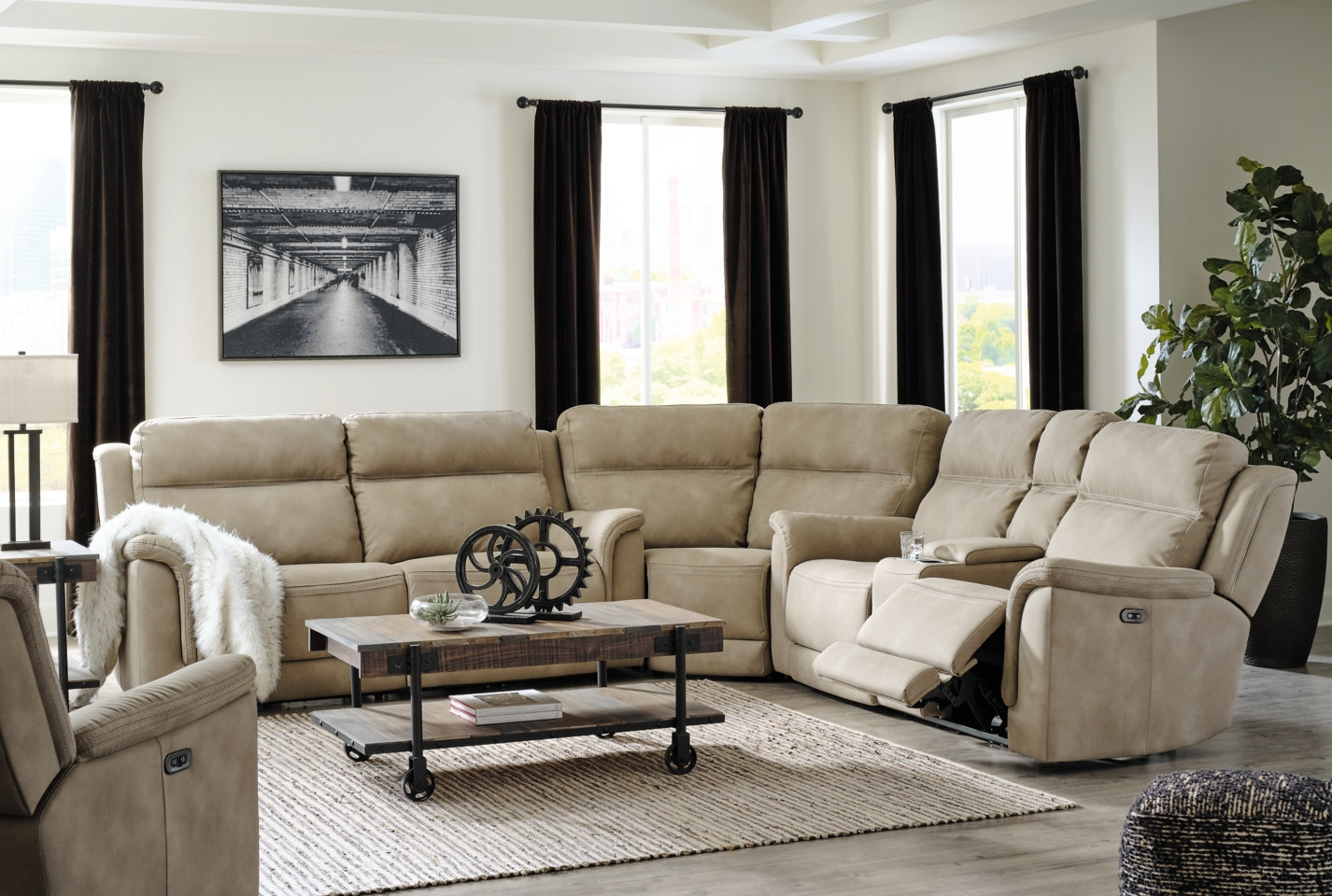 Next-Gen DuraPella 3-Piece Sectional with Recliner - PKG008169 - furniture place usa