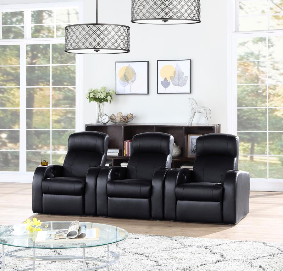 Cyrus Black 3 Pc Theater Seating (3r) - furniture place usa