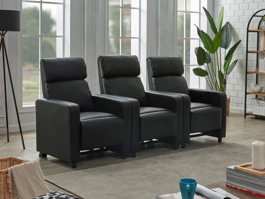 Toohey Black 3 Pc Theater Seating (3r) - furniture place usa