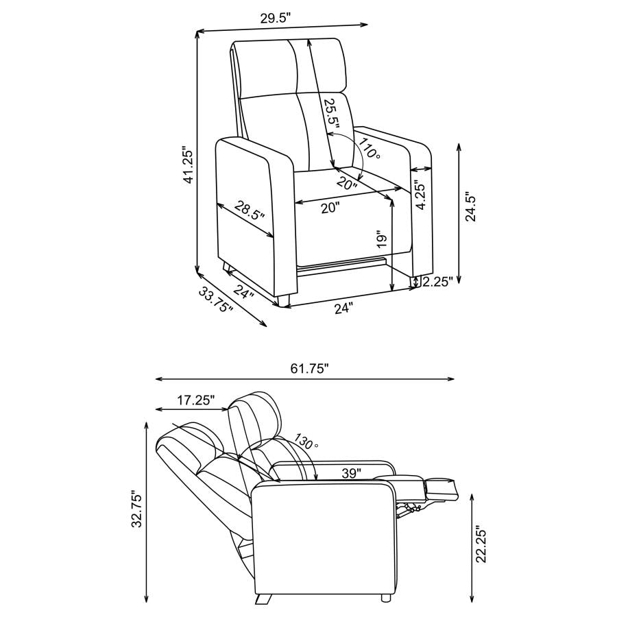 Toohey Black Push Back Recliner - furniture place usa