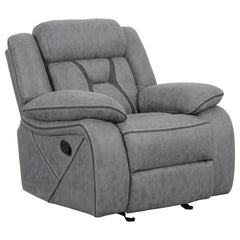 Higgins Grey Glider Recliner - furniture place usa