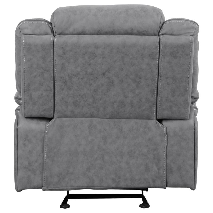 Higgins Grey Glider Recliner - furniture place usa
