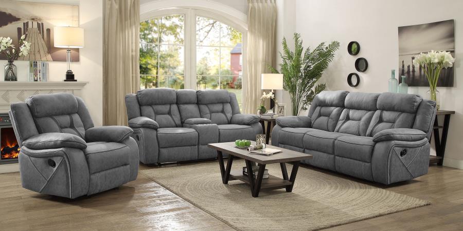 Higgins Grey Glider Recliner - furniture place usa