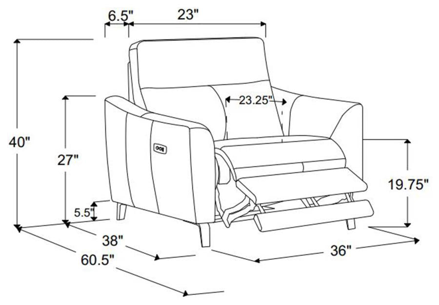 Derek Blue Power Recliner - furniture place usa