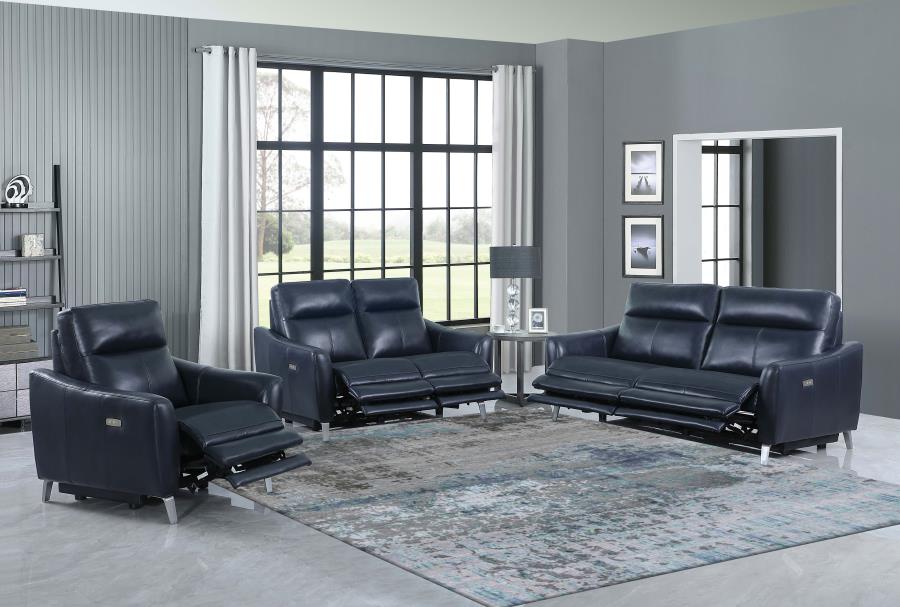 Derek Blue Power Recliner - furniture place usa