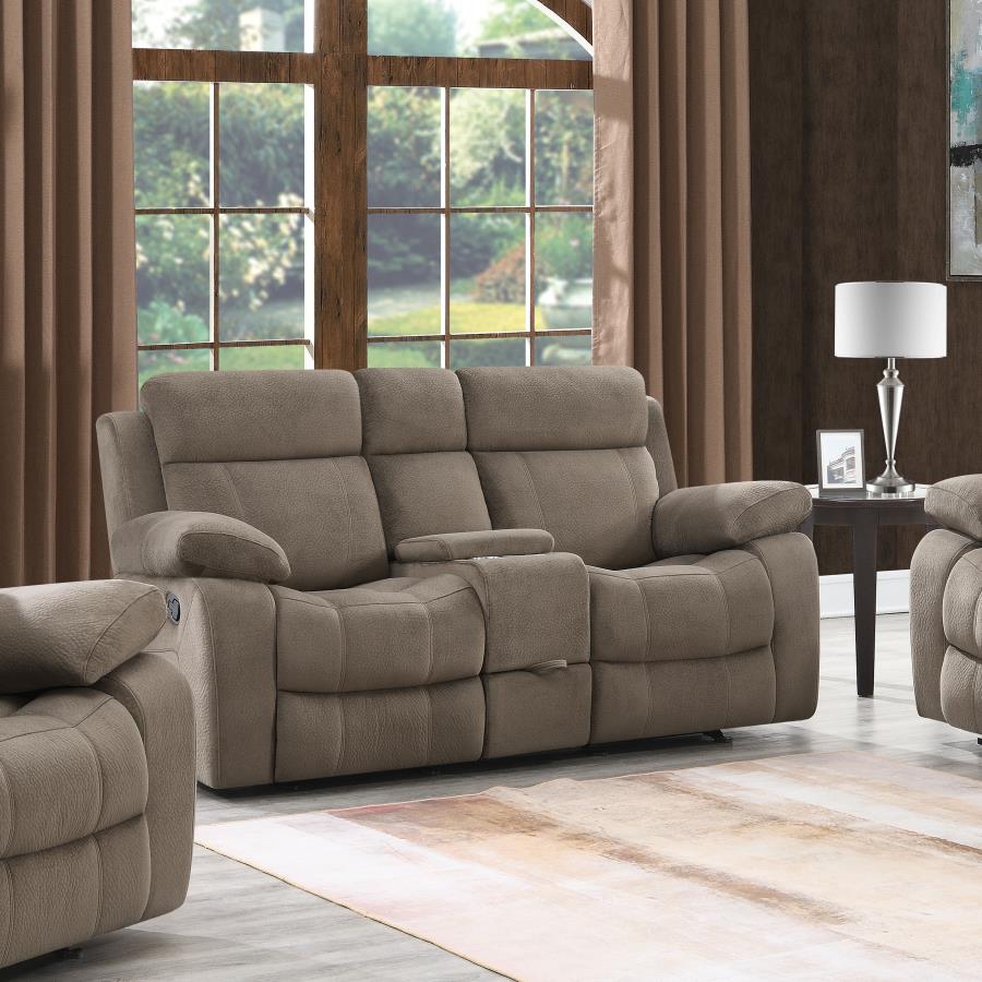 Myleene Brown Glider Loveseat - furniture place usa