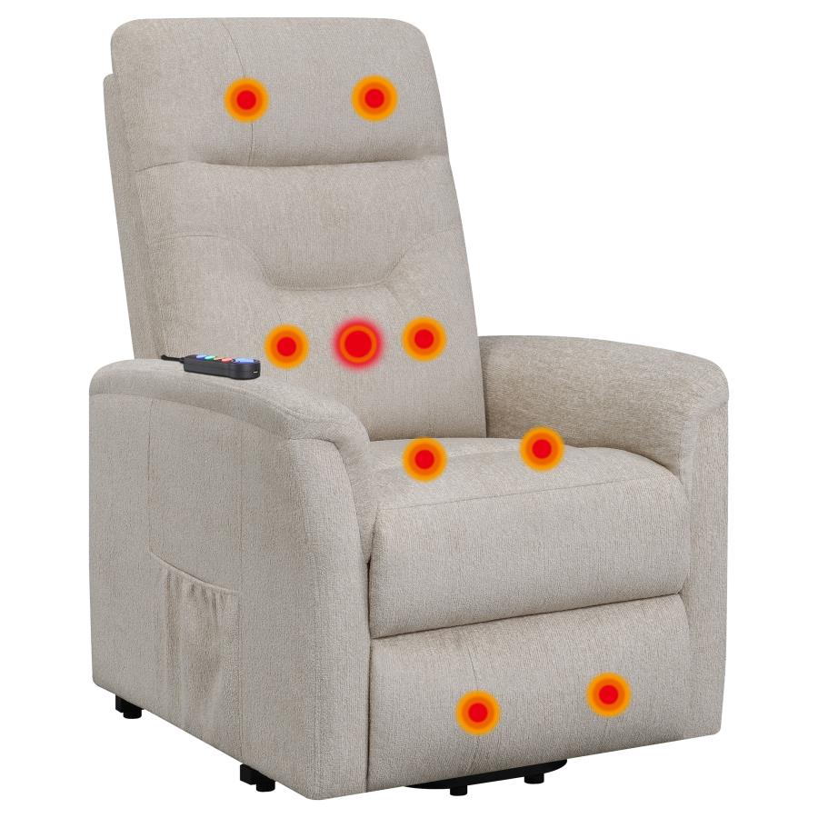 Henrietta Beige Power Lift Massage Chair - furniture place usa