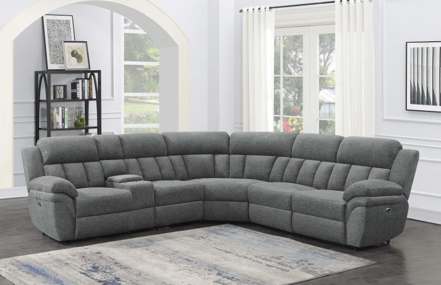 Bahrain Grey 6 Pc Power Sectional - furniture place usa