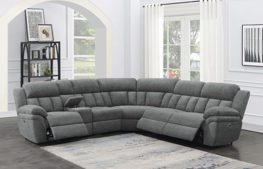 Bahrain Grey 6 Pc Power Sectional - furniture place usa
