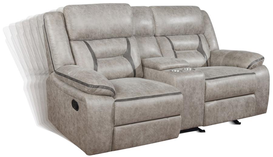 Greer Beige Glider Loveseat - furniture place usa