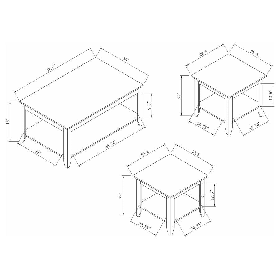 Brooks Brown 3 Pc Coffee Table Set - furniture place usa