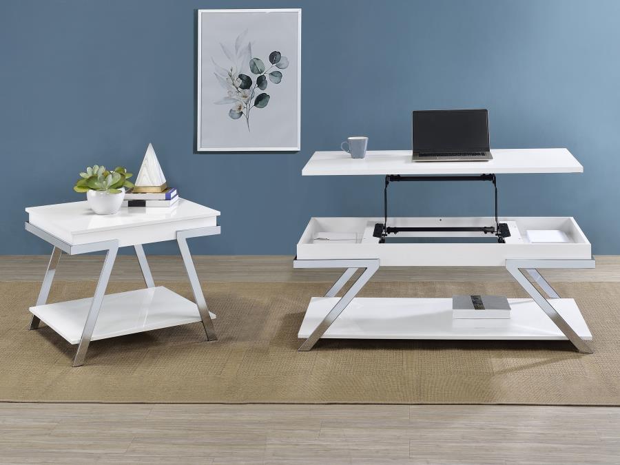 Marcia White End Table - furniture place usa