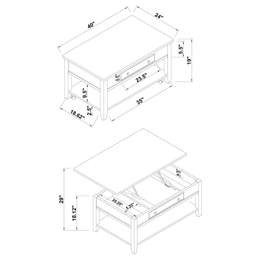 Bradford Brown Lift Top Coffee Table - furniture place usa
