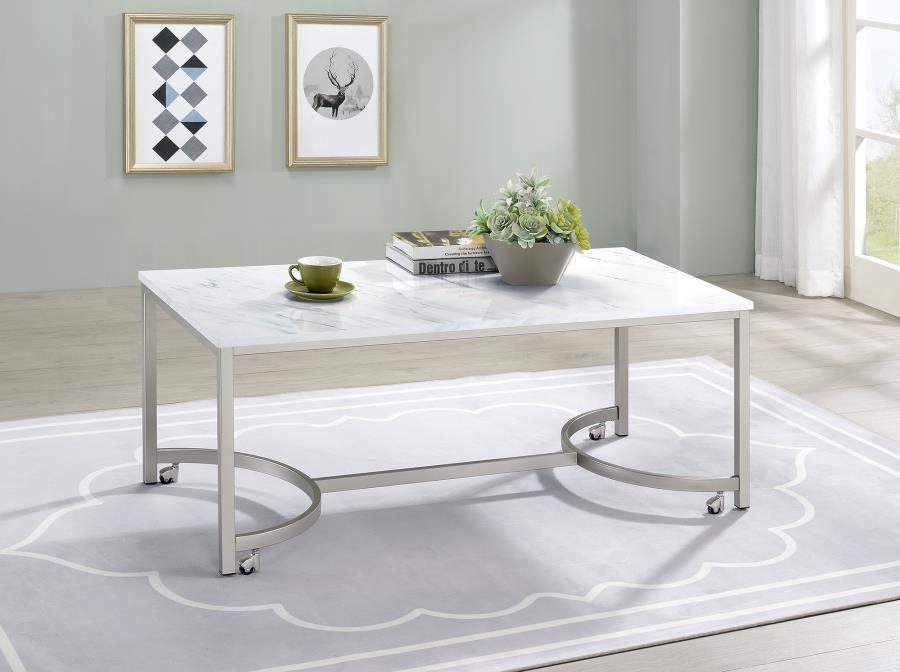 Leona White Coffee Table - furniture place usa