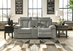 Mitchiner Reclining Loveseat with Console - furniture place usa