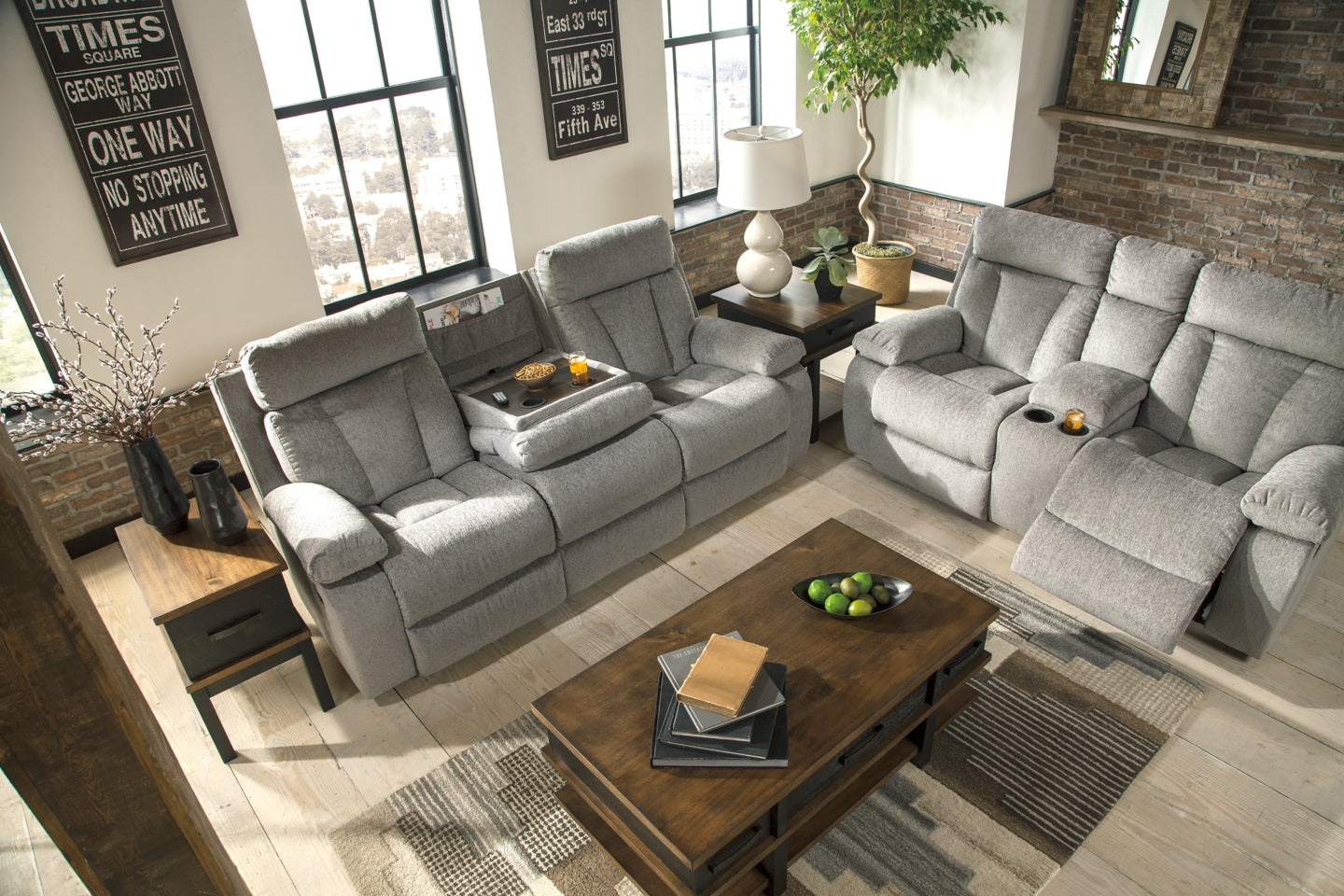 Mitchiner Reclining Loveseat with Console - furniture place usa