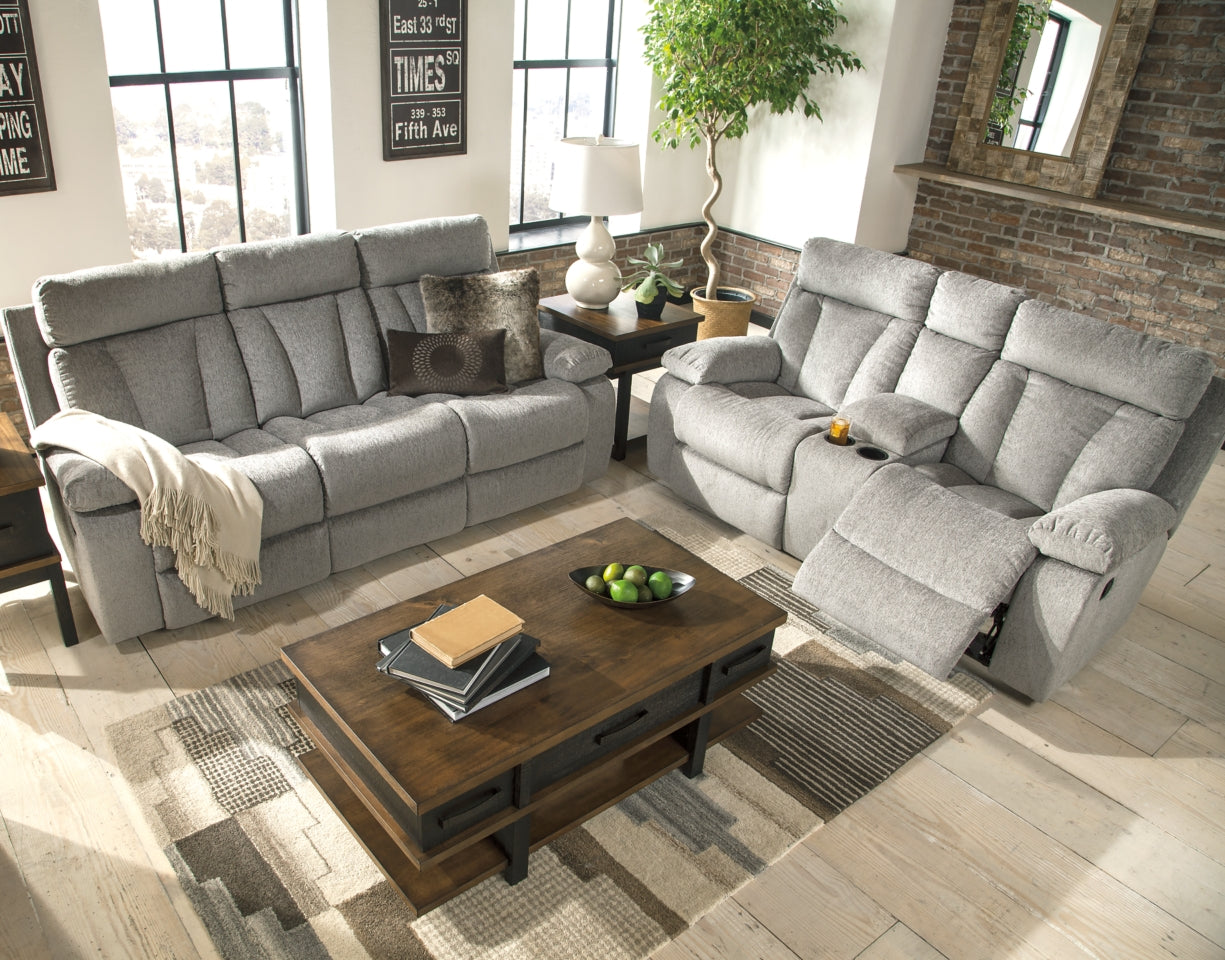 Mitchiner Reclining Loveseat with Console - furniture place usa