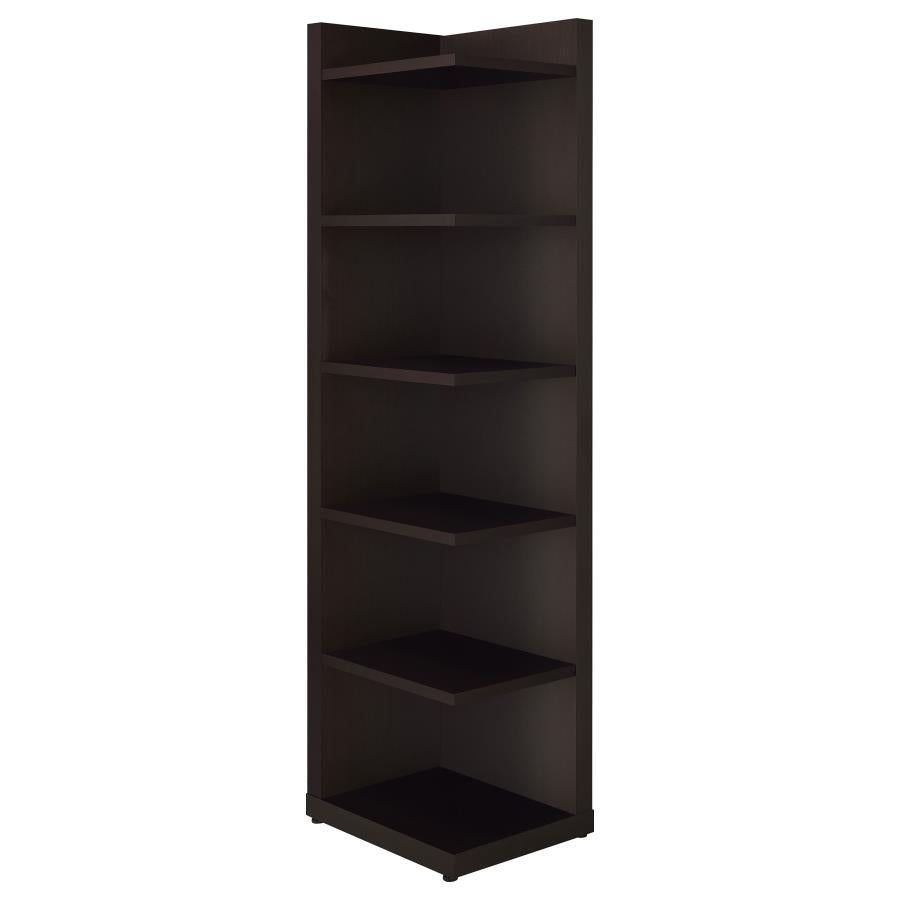 Pinckard Brown Corner Bookcase - furniture place usa