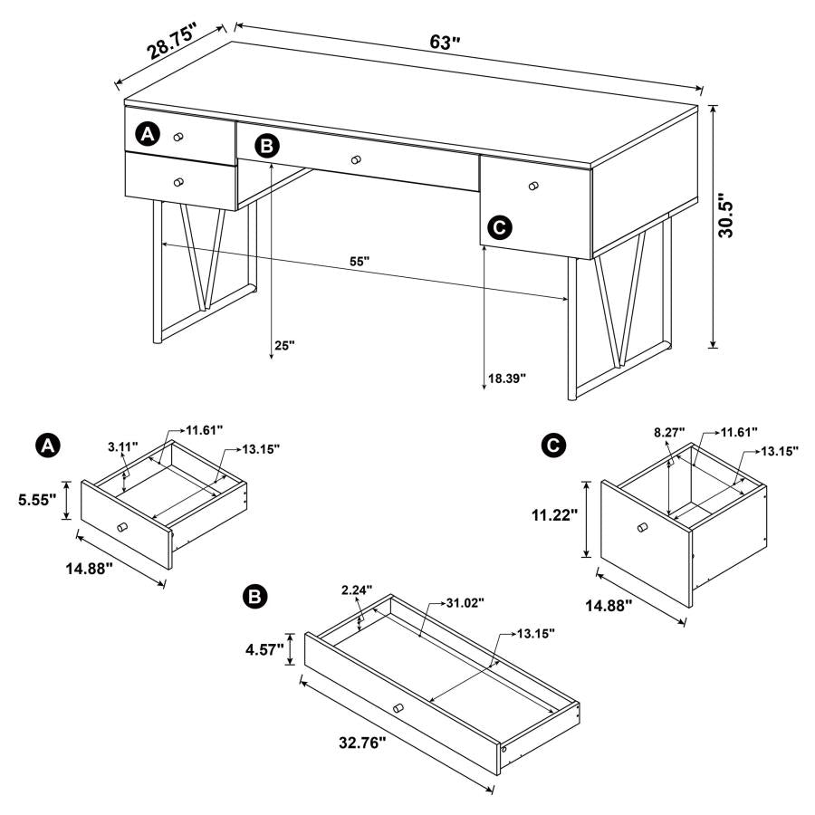 Analiese Brown Writing Desk - furniture place usa