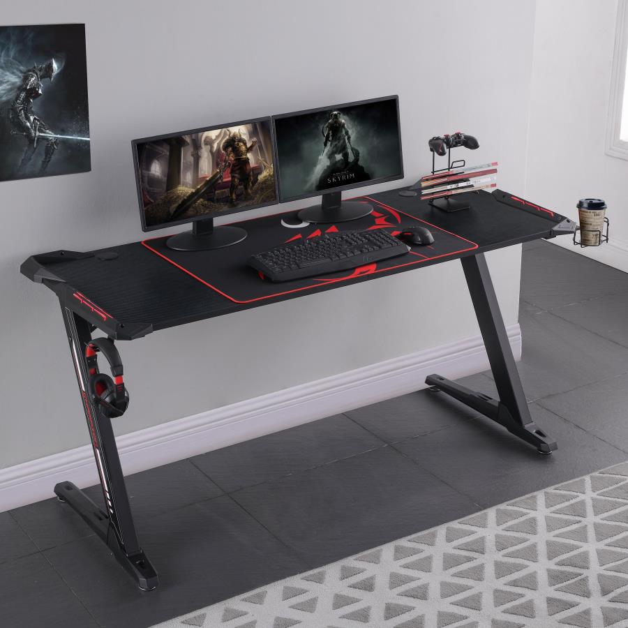 Brocton Black Gaming Desk - furniture place usa