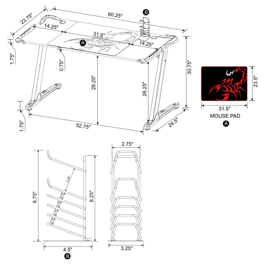 Brocton Black Gaming Desk - furniture place usa
